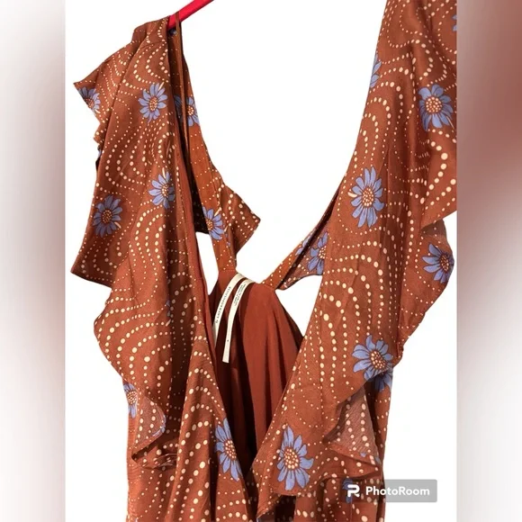 Anthropologie Ruffle Sleeve Printed-Wrap Maxi Dress - Picture 7 of 12